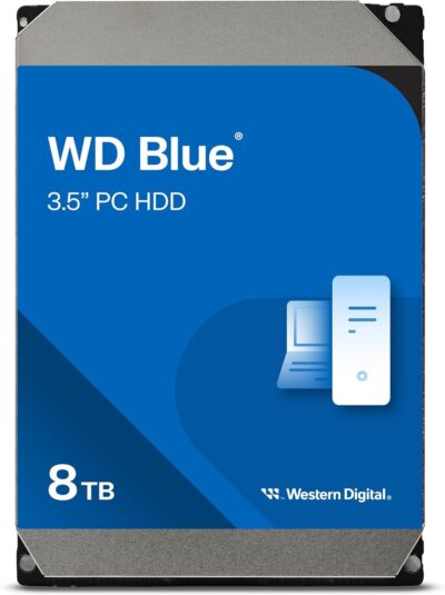 Western Digital 8TB WD Blue PC Internal Hard Drive HDD - 5640 RPM, SATA 6 Gb/s, 256 MB Cache, 3.5" - WD80EAAZ