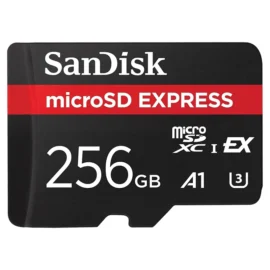 SanDisk Micro SD Express, 256GB micro SD card, Read speeds up to 880 MB/s, Write Speeds up to 480MB/s, Sustained Write 100MB/s, Up to 4.4 times faster read speeds than our fastest microSD Class 10, U3