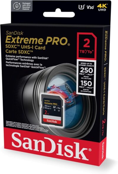 SanDisk 2TB Extreme PRO SDXC UHS-I Memory Card - Up to 250MBs - C10, U3, V30, 4K UHD, SD Card - SDSDXXD-2T00-GN4IN