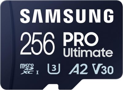 Samsung PRO Ultimate 256GB UHS-I U3 200MB/s Read 130MB/s Write Micro SD Memory Card with SD Adapter for Smartphone, Drone or Action Cam