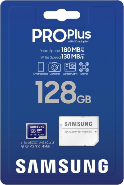 Samsung Pro Plus MB-MD128SA/APC 128GB UHS-I U3 Full HD & 4K UHD 180MB/s Read 130MB/s Write Memory Card