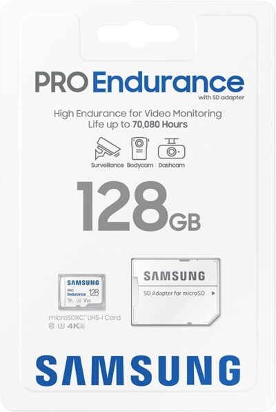 Samsung PRO Endurance 128GB microSDXC UHS-I U3 100MB/s Video Monitoring Memory Card with Adapter (MB-MJ128KA/APC)