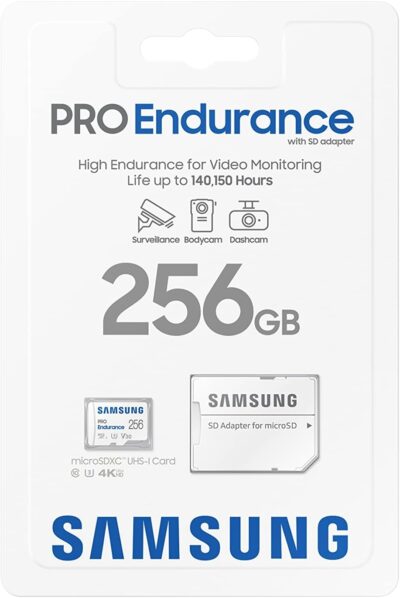 Samsung PRO Endurance 256GB microSDXC UHS-I U3 100MB/s Video Monitoring Memory Card with Adapter (MB-MJ256KA/APC)