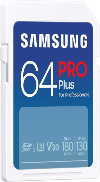 Samsung PRO Plus 64GB SD Memory Card (MB-SD64S/EU) UHS-I U3 Full HD & 4K UHD 180MB/s Read 130MB/s Writing for SLR Cameras and System Cameras (2023)