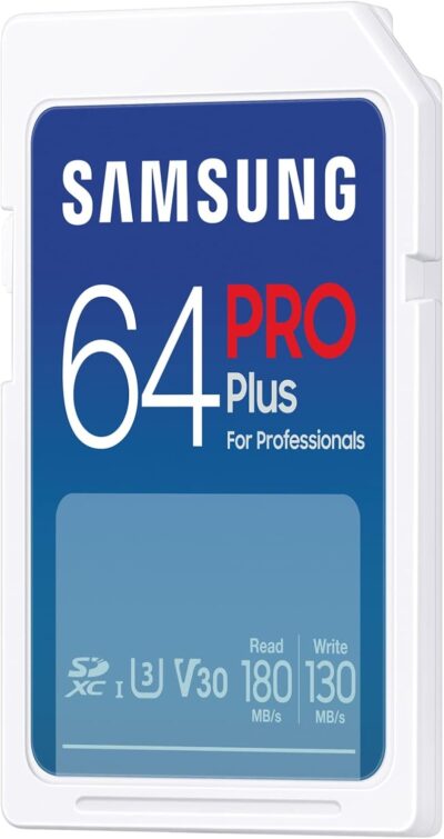 Samsung PRO Plus 64GB SD Memory Card (MB-SD64S/EU) UHS-I U3 Full HD & 4K UHD 180MB/s Read 130MB/s Writing for SLR Cameras and System Cameras (2023)