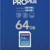 Samsung PRO Plus 64GB SD Memory Card (MB-SD64S/EU) UHS-I U3 Full HD & 4K UHD 180MB/s Read 130MB/s Writing for SLR Cameras and System Cameras (2023)