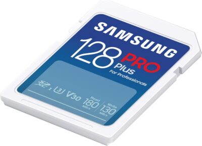 Samsung PRO Plus SD Card, 128GB, UHS-I U3, Full HD & 4K UHD, 180MB/s Read, 130MB/s Write, Memory Card for SLR Cameras and System Cameras, MB-SD128S/APC