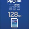 Samsung PRO Plus SD Card, 128GB, UHS-I U3, Full HD & 4K UHD, 180MB/s Read, 130MB/s Write, Memory Card for SLR Cameras and System Cameras, MB-SD128S/APC