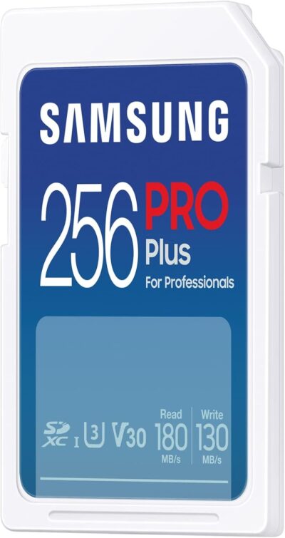 Samsung PRO Plus SD Card, 256GB, UHS-I U3, Full HD & 4K UHD, 180MB/s Read, 130MB/s Write, Memory Card for SLR Cameras and System Cameras, MB-SD256S/APC