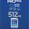 Samsung PRO Plus SD Card, 512GB, UHS-I U3, Full HD & 4K UHD, 180MB/s Read, 130MB/s Write, Memory Card for SLR Cameras and System Cameras, MB-SD512S/APC