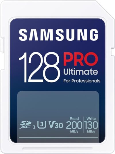 Samsung PRO Ultimate SD card, 128 GB, UHS-I U3, Full HD & 4K UHD, 200 MB/s read, 130 MB/s write, Memory card for smartphone, Drone or action cam, MB-SY128S/WW