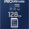 Samsung PRO Ultimate SD card, 128 GB, UHS-I U3, Full HD & 4K UHD, 200 MB/s read, 130 MB/s write, Memory card for smartphone, Drone or action cam, MB-SY128S/WW