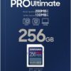 Samsung PRO Ultimate SD card, 256 GB, UHS-I U3, Full HD & 4K UHD, 200 MB/s read, 130 MB/s write, Memory card for smartphone, Drone or action cam, MB-SY256S/WW