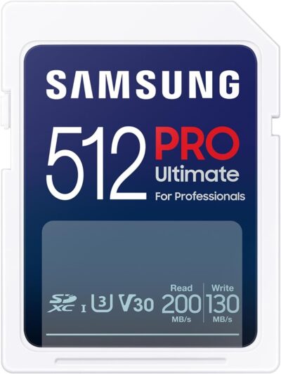 Samsung PRO Ultimate SD card, 512 GB, UHS-I U3, Full HD & 4K UHD, 200 MB/s read, 130 MB/s write, Memory card for smartphone, Drone or action cam, MB-SY512S/WW