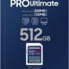 Samsung PRO Ultimate SD card, 512 GB, UHS-I U3, Full HD & 4K UHD, 200 MB/s read, 130 MB/s write, Memory card for smartphone, Drone or action cam, MB-SY512S/WW