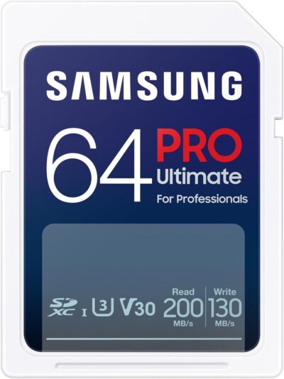 Samsung PRO Ultimate SD card, 64 GB, UHS-I U3, Full HD & 4K UHD, 200 MB/s read, 130 MB/s write, Memory card for smartphone, Drone or action cam, Includes USB card reader, MB-SY64SB/WW