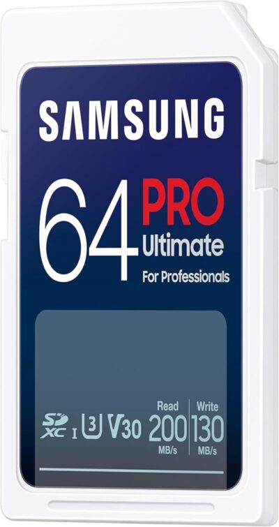 Samsung PRO Ultimate SD card, 64 GB, UHS-I U3, Full HD & 4K UHD, 200 MB/s read, 130 MB/s write, Memory card for smartphone, Drone or action cam, Includes USB card reader, MB-SY64SB/WW