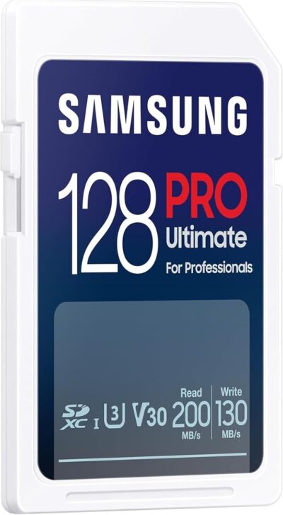 Samsung PRO Ultimate SD card, 128 GB, UHS-I U3, Full HD & 4K UHD, 200 MB/s read, 130 MB/s write, Memory card for smartphone, Drone or action cam, Includes USB card reader, MB-SY128SB/WW