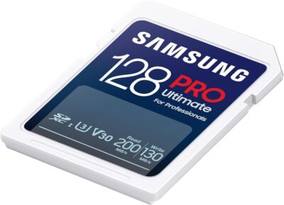 Samsung PRO Ultimate SD card, 128 GB, UHS-I U3, Full HD & 4K UHD, 200 MB/s read, 130 MB/s write, Memory card for smartphone, Drone or action cam, Includes USB card reader, MB-SY128SB/WW