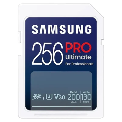 Samsung PRO Ultimate SD card, 256 GB, UHS-I U3, Full HD & 4K UHD, 200 MB/s read, 130 MB/s write, Memory card for smartphone, drone or action cam, Incl. USB card reader, MB-SY256SB/WW