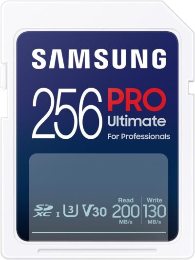 Samsung PRO Ultimate SD card, 256 GB, UHS-I U3, Full HD & 4K UHD, 200 MB/s read, 130 MB/s write, Memory card for smartphone, drone or action cam, Incl. USB card reader, MB-SY256SB/WW