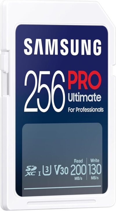 Samsung PRO Ultimate SD card, 256 GB, UHS-I U3, Full HD & 4K UHD, 200 MB/s read, 130 MB/s write, Memory card for smartphone, drone or action cam, Incl. USB card reader, MB-SY256SB/WW