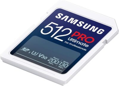 Samsung PRO Ultimate SD card, 512 GB, UHS-I U3, Full HD & 4K UHD, 200 MB/s read, 130 MB/s write, Memory card for smartphone, Drone or action cam, Includes USB card reader, MB-SY512SB/WW