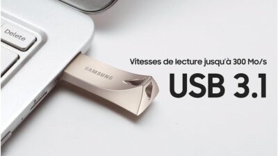 Samsung BAR Plus USB Flash Drive Type-A 64GB 200MB/s Read 30MB/s Write Durable USB 3.1 Flash Drive with Keyring Champagne Silver MUF-64BE3/APC