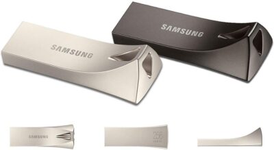 Samsung BAR Plus USB Flash Drive Type-A 64GB 200MB/s Read 30MB/s Write Durable USB 3.1 Flash Drive with Keyring Champagne Silver MUF-64BE3/APC