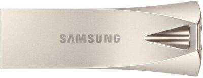 Samsung BAR Plus USB Flash Drive Type-A, 128 GB, 400 MB/s Read, 60 MB/s Write, Durable USB 3.1 Memory Stick with Key Ring, Champagne Silver, MUF-128BE3/APC