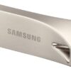 Samsung BAR Plus USB Flash Drive Type-A, 128 GB, 400 MB/s Read, 60 MB/s Write, Durable USB 3.1 Memory Stick with Key Ring, Champagne Silver, MUF-128BE3/APC