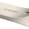 Samsung BAR Plus USB Flash Drive Type-A, 128 GB, 400 MB/s Read, 60 MB/s Write, Durable USB 3.1 Memory Stick with Key Ring, Champagne Silver, MUF-128BE3/APC