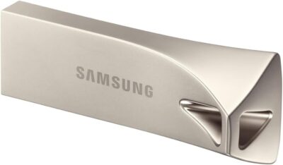 Samsung BAR Plus USB Flash Drive Type-A, 512 GB, 400 MB/s Read, 110 MB/s Write, Durable USB 3.2 Memory Stick with Key Ring, Champagne Silver, MUF-512BE3/APC