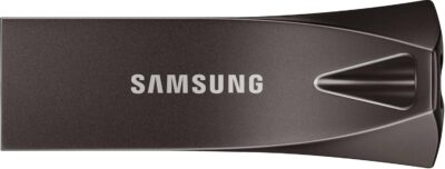 Samsung BAR Plus USB Flash Drive Type-A 64GB 200MB/s Read 30MB/s Write Durable USB 3.1 Memory Stick with Key Ring Titanium Grey MUF-64BE4/APC