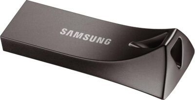 Samsung BAR Plus USB Flash Drive Type-A 64GB 200MB/s Read 30MB/s Write Durable USB 3.1 Memory Stick with Key Ring Titanium Grey MUF-64BE4/APC