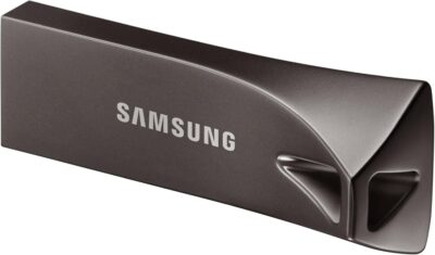 Samsung BAR Plus USB Flash Drive Type-A 64GB 200MB/s Read 30MB/s Write Durable USB 3.1 Memory Stick with Key Ring Titanium Grey MUF-64BE4/APC