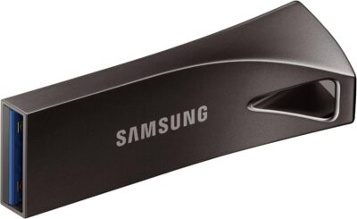 Samsung BAR Plus USB Flash Drive Type-A 64GB 200MB/s Read 30MB/s Write Durable USB 3.1 Memory Stick with Key Ring Titanium Grey MUF-64BE4/APC