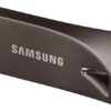 Samsung BAR Plus USB Flash Drive Type-A, 512 GB, 400 MB/s Read, 110 MB/s Write, Durable USB 3.2 Memory Stick with Key Ring, Titanium Grey, MUF-512BE4/APC