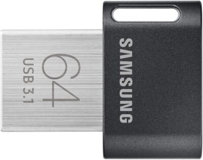 Samsung FIT Plus USB Flash Drive Type-A 64GB 300MB/s Read 30MB/s Write Compact USB 3.1 Flash Drive with Key Ring, Gray, MUF-64AB/APC