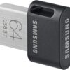 Samsung FIT Plus USB Flash Drive Type-A 64GB 300MB/s Read 30MB/s Write Compact USB 3.1 Flash Drive with Key Ring, Gray, MUF-64AB/APC