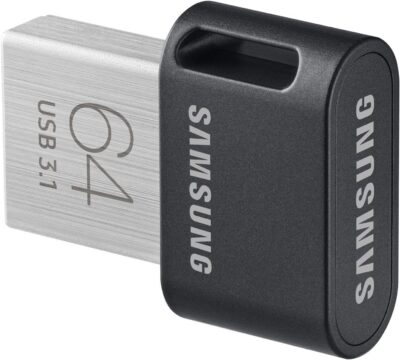 Samsung FIT Plus USB Flash Drive Type-A 64GB 300MB/s Read 30MB/s Write Compact USB 3.1 Flash Drive with Key Ring, Gray, MUF-64AB/APC