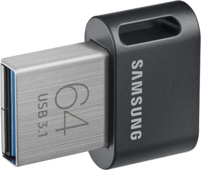 Samsung FIT Plus USB Flash Drive Type-A 64GB 300MB/s Read 30MB/s Write Compact USB 3.1 Flash Drive with Key Ring, Gray, MUF-64AB/APC