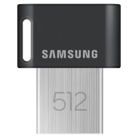 Samsung FIT Plus USB Flash Drive Type-A, 512GB, 400MB/s Read, 110MB/s Write, Compact USB 3.2 Memory Stick with Key Ring, Grey, MUF-512AB/APC