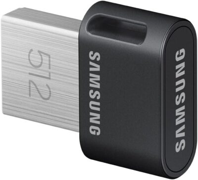 Samsung FIT Plus USB Flash Drive Type-A, 512GB, 400MB/s Read, 110MB/s Write, Compact USB 3.2 Memory Stick with Key Ring, Grey, MUF-512AB/APC