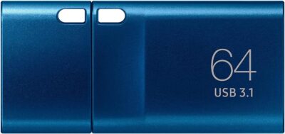 Samsung USB C Flash Drive 64GB 300MB/s Read 30MB/s Write USB 3.1 Flash Drive for Notebooks, Tablets and Smartphones, Blue, MUF-64DA/APC