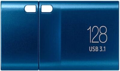 Samsung USB Flash Drive USB C 128GB 400MB/s Read 60MB/s Write USB 3.1 Flash Drive for Notebooks, Tablets and Smartphones, Blue, MUF-128DA/APC