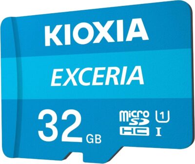 Kioxia LMEX1L032GG2 Exceria microSD Card with Adapter, Class 10, U1 UHS Speed Class, 100MB/s Read Speed, 32GB