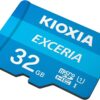 Kioxia LMEX1L032GG2 Exceria microSD Card with Adapter, Class 10, U1 UHS Speed Class, 100MB/s Read Speed, 32GB