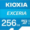 Kioxia Exceria 256GB MicroSD UHS-I Class 10 Full HD 100MB/s MicroSDHC Memory Card for Smartphone & Tablet Bundle with (1) GoRAM Plastic Case (256GB, 1 Pack)