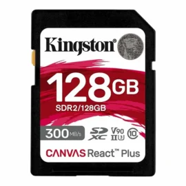 Kingston Canvas React Plus 128GB SD Card | SDXC UHS-II | 300R/260W U3 V90 | Full HD/4K/8K | SDR2/128GB